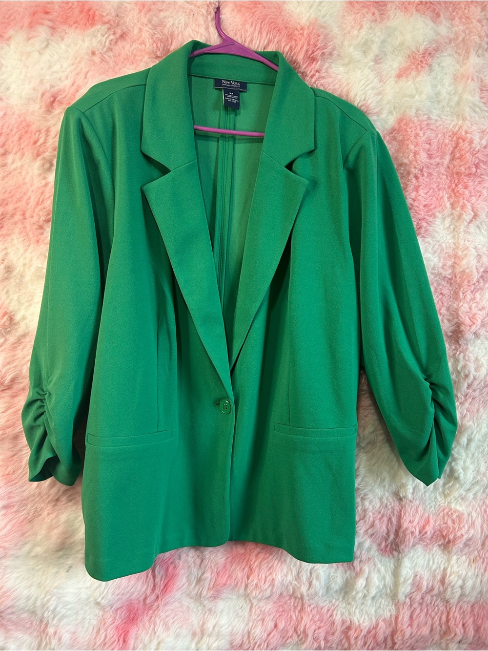 New York & Company Emerald Green Open-Front Blazer Jacket